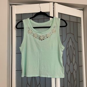 Cropped tank with jewels